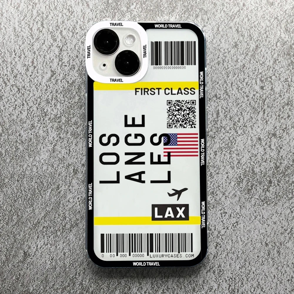 Plane Ticket Travel iPhone Case | Customizable Full-Coverage Shockproof Soft Silicone Cover