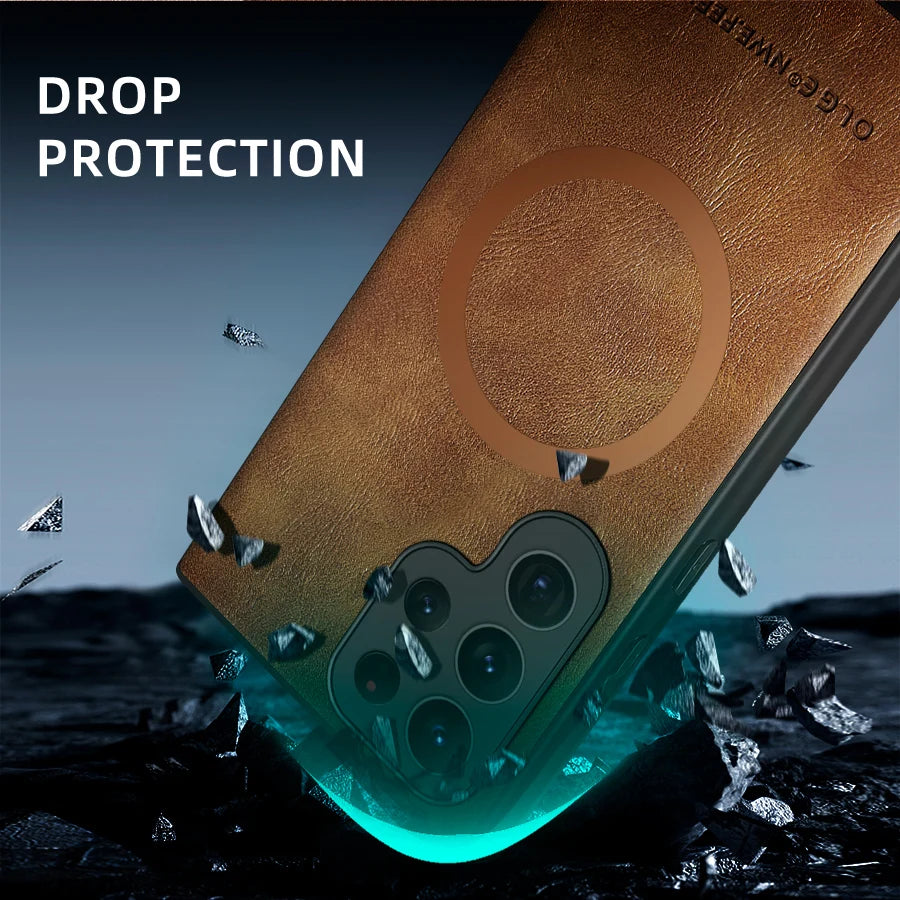 Luxury Leather & Silicone Full-Coverage Case for Samsung Galaxy S23-S24 Series | Shockproof & Waterproof