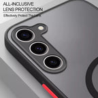 Armor Matte Magnetic Half-Wrapped Case for Samsung Galaxy S22-S25 Ultra | Shockproof Transparent Wireless Charging Cover