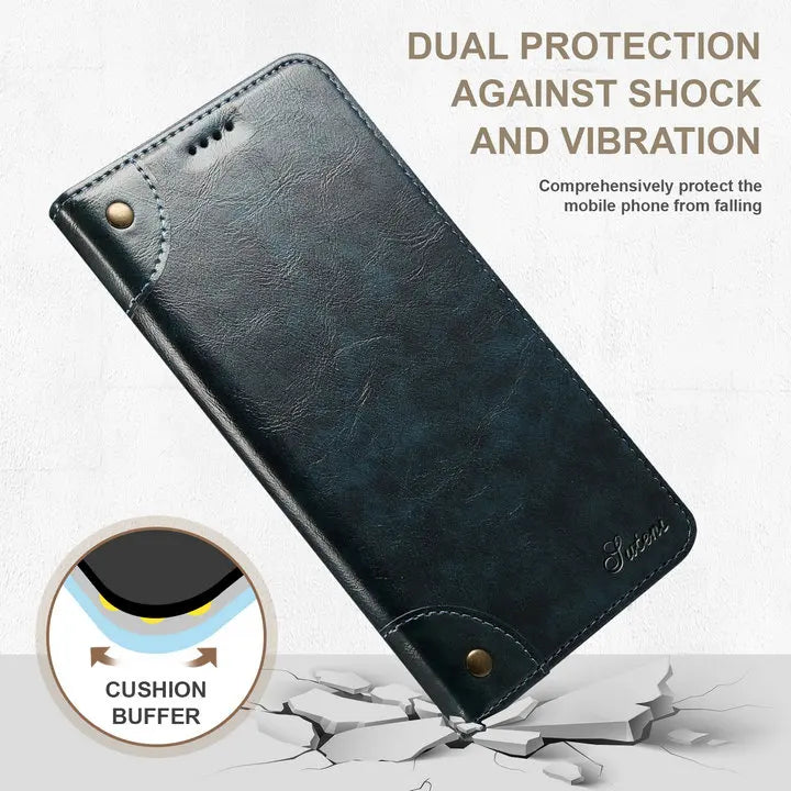 Retro Leather Magnetic Wallet Case with Kickstand | Shockproof & Full Protection for iPhone 16 Series