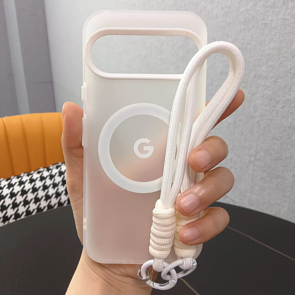 Google Pixel 8 / 8A / 8 Pro / 9 / 9A / 9 Pro / 9 Pro XL / 10 / 10 Pro / 10 Pro XL Case | Transparent TPU + PC Magnetic Wireless Charging Cover with Lanyard