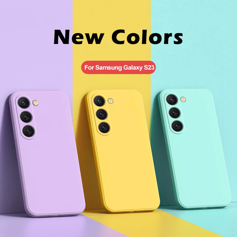 Square Liquid Silicone Soft Case for Samsung Galaxy S22-S25 Ultra | Washable & Lightweight Half-Wrapped Cover