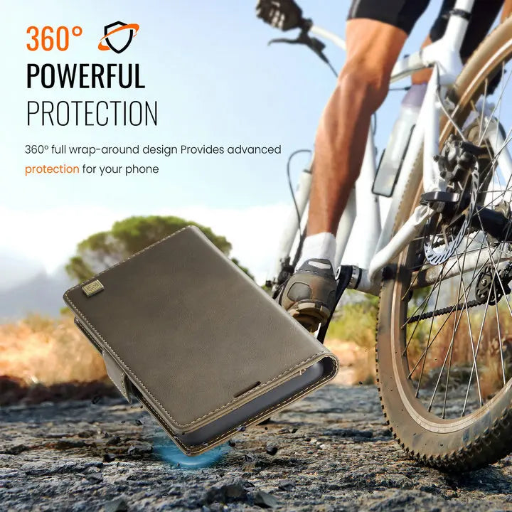 Luxury Magnetic PU Leather Wallet Case with Card & Cash Slots | Shockproof Flip Cover for iPhone