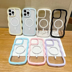 Cute Transparent Magnetic Case for iPhone 11–17 Series | MagSafe Compatible Wave Frame Protection Cover