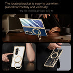 Luxury PU Leather Case for Samsung Galaxy Z Fold 7 | Ring Stand & Magnetic Wireless Charging