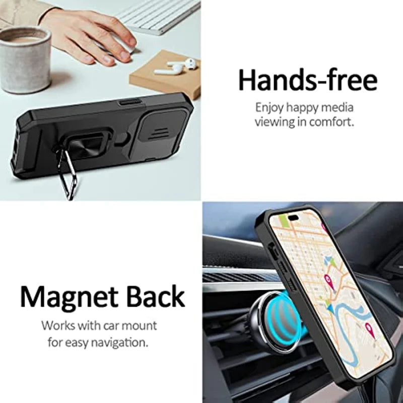 iPhone Case with Ring & Kickstand | Anti-Scratch, Anti-Fingerprint & Card Storage