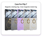 Samsung Galaxy Z Flip 7 Case | Hard Full-Coverage Protective Case with Ring, Middle Hinge & Magnetic Wireless Charging  📱 Short Descriptio