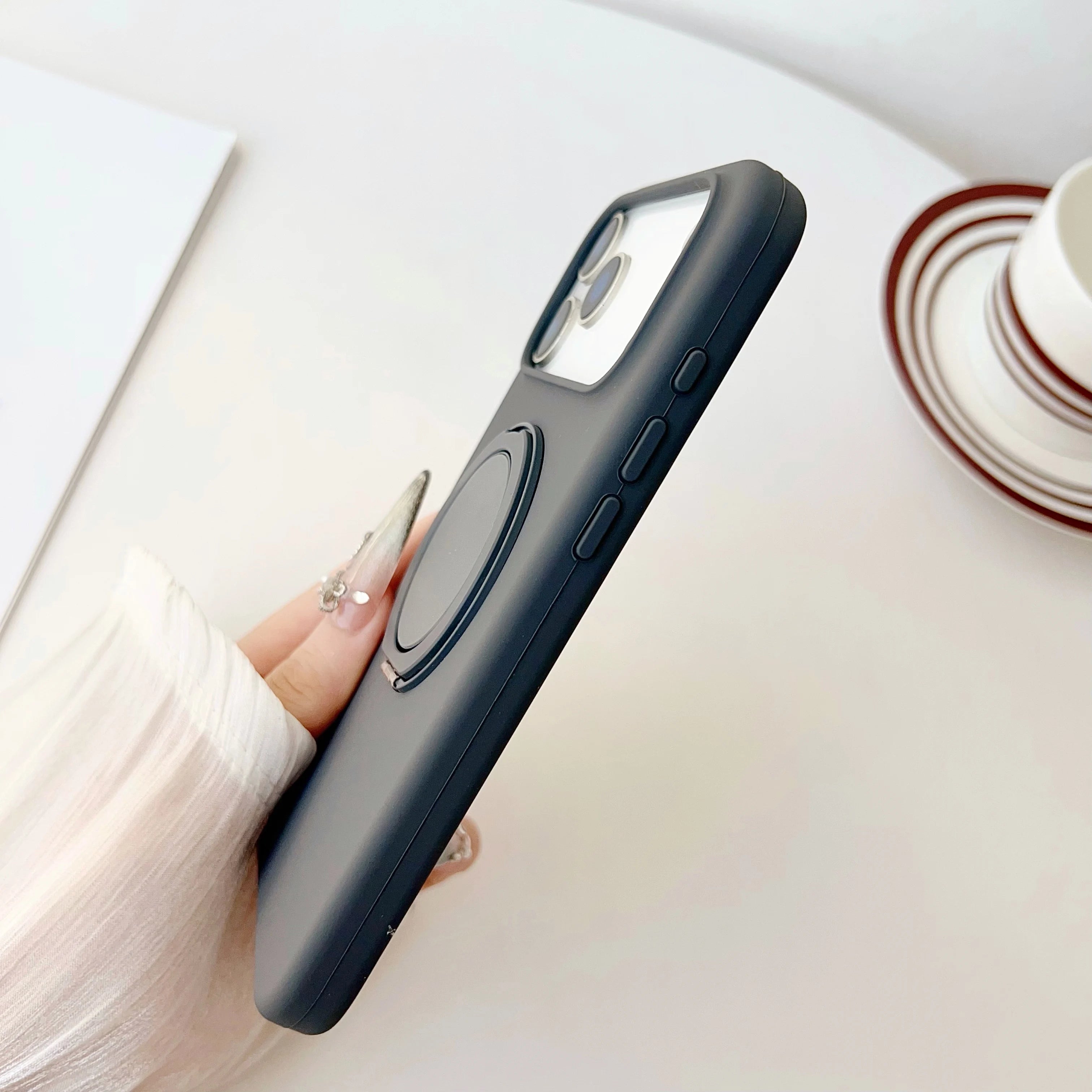 Liquid Silicone Ring Bracket iPhone Case | MagSafe Wireless Charging Compatible