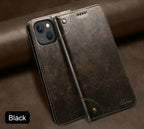Retro Leather Magnetic Wallet Case with Kickstand | Shockproof & Full Protection for iPhone 16 Series