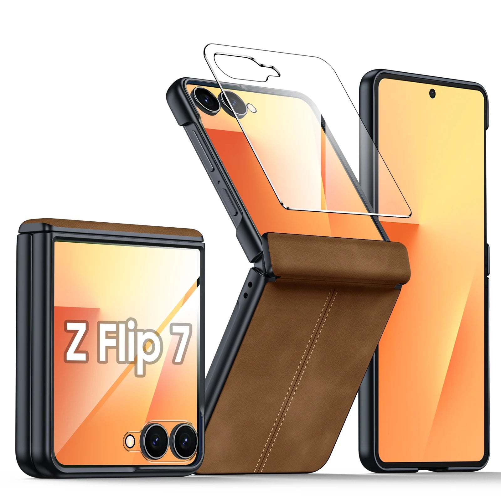 Samsung Galaxy Z Flip 7 Case | Luxury PU Leather Full-Coverage Protective Back Cover