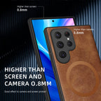 Classic Leather Case for Samsung S21-S25 Series | Magnetic Charging Compatible Protector