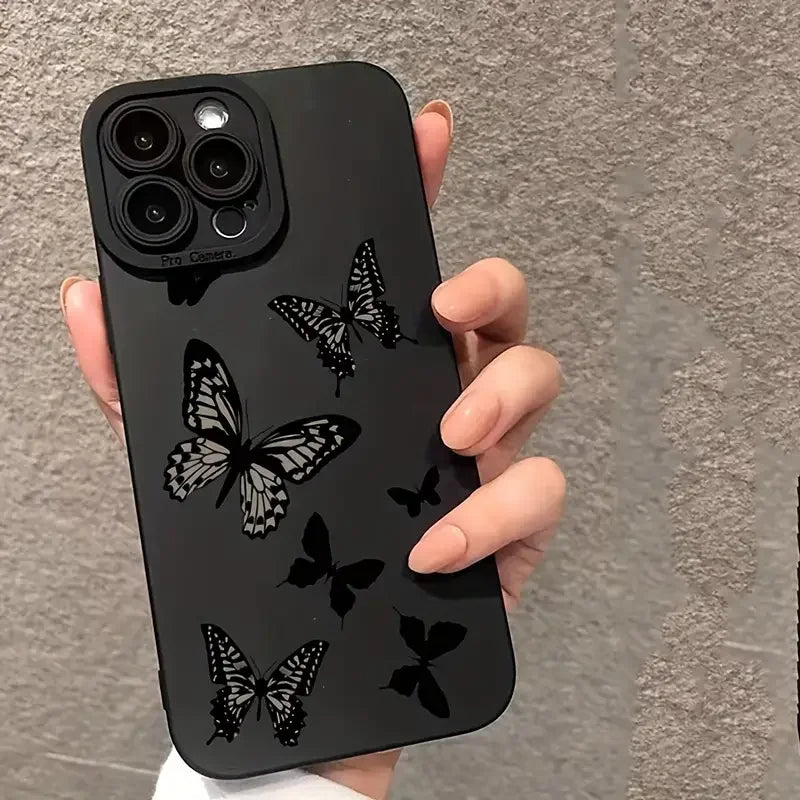 Butterfly Printed Full-Coverage Soft Silicone iPhone Case | Shockproof, Anti-Scratch & Non-Slip