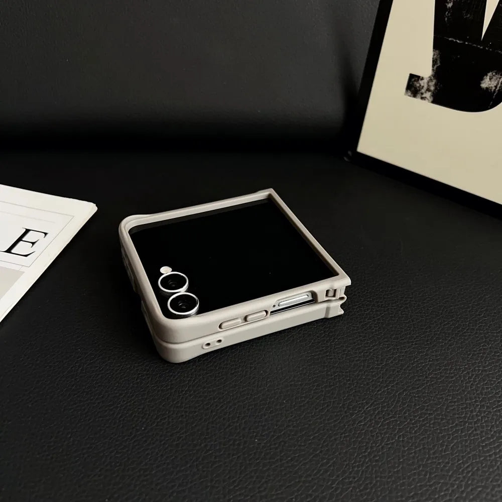 Samsung Galaxy Z Flip 7 Case | Hard Carbon Fiber Magnetic Ring Stand Full-Coverage Protective Case