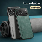 Luxury Sheepskin Leather Phone Case for iPhone 11–17 Series | Matte Half-Wrapped Magnetic Protection Cover