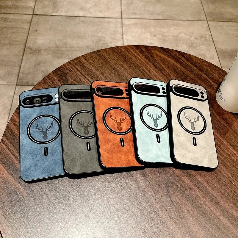 Google Pixel 9 / 9A / 9 Pro / 9 Pro XL / 10 / 10 Pro / 10 Pro XL Case | Luxury PU Leather Magnetic Wireless Charging Half-Wrapped Cover