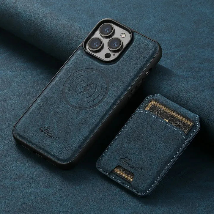 2-in-1 Detachable Magnetic Leather Wallet Case | Shockproof & Wireless Charging Compatible for iPhone