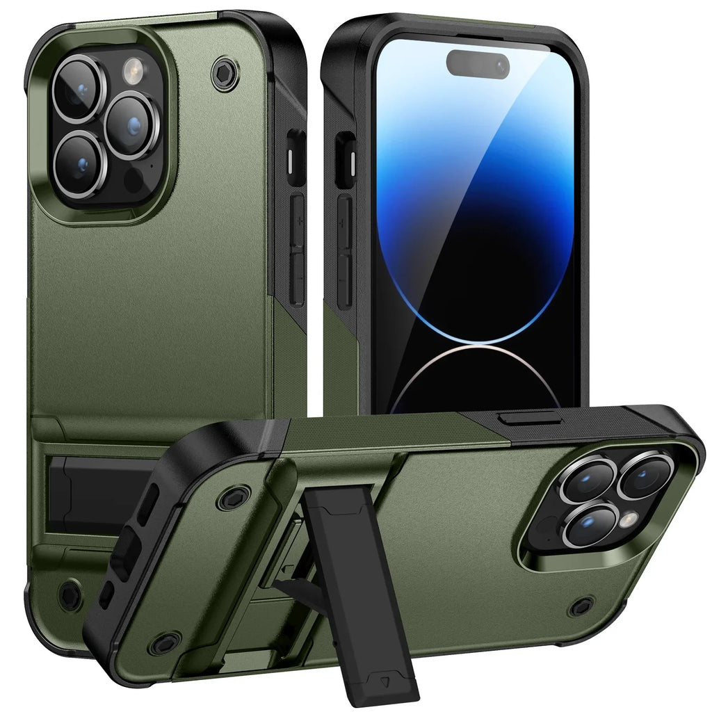 Heavy-Duty Full-Coverage iPhone Case with Kickstand | Dual-Layer, Anti-Scratch & Non-Slip Protection