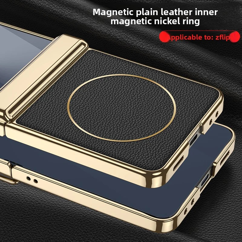 Samsung Galaxy Z Flip 7 Case | Luxury PU Leather Magnetic Full-Coverage Protective Back Cover