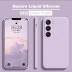Square Liquid Silicone Soft Case for Samsung Galaxy S22-S25 Ultra | Washable & Lightweight Half-Wrapped Cover