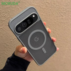 Google Pixel 9A / 9 Pro XL / 10 / 10 Pro Case | Transparent Magnetic MagSafe Wireless Charging Slim Matte Cover with Stand Holder