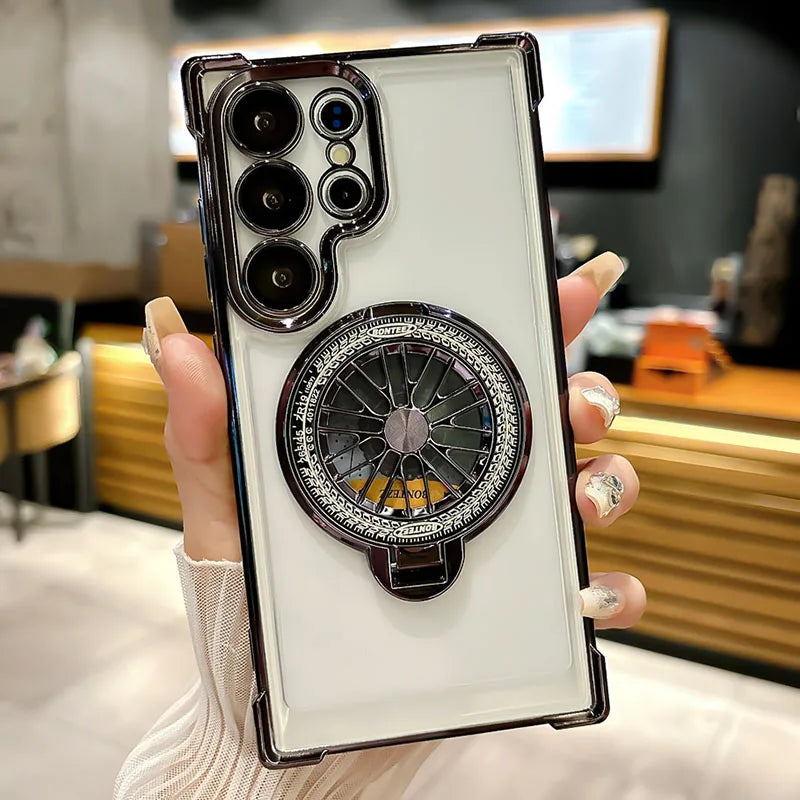 Luxury Magnetic Shockproof Half-Wrapped Case with Ring & Holder | Compatible with Samsung S20-S25 Series