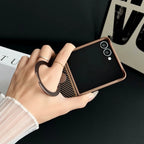 Samsung Galaxy Z Flip 7 Case | Hard Carbon Fiber Magnetic Ring Stand Full-Coverage Protective Case