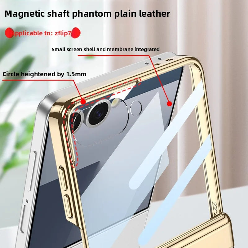 Samsung Galaxy Z Flip 7 Case | Luxury PU Leather Magnetic Full-Coverage Protective Back Cover