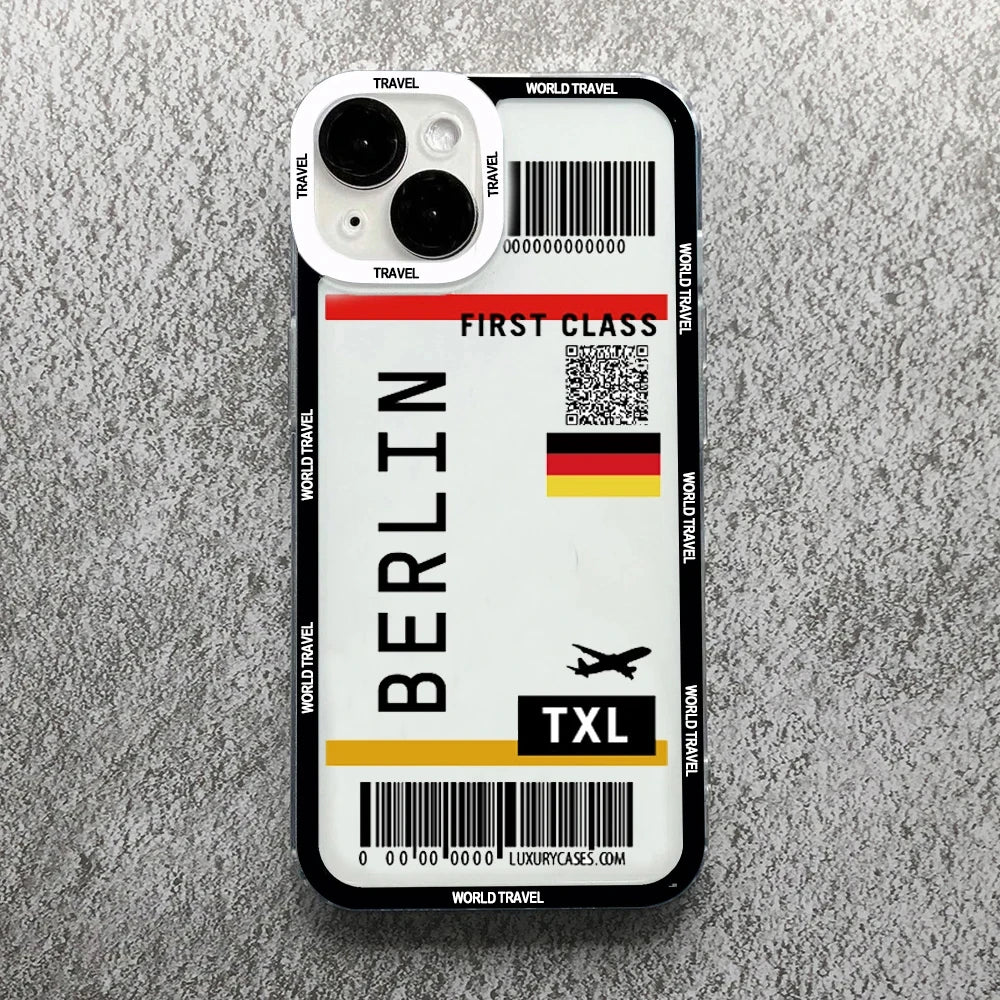 Plane Ticket Travel iPhone Case | Customizable Full-Coverage Shockproof Soft Silicone Cover