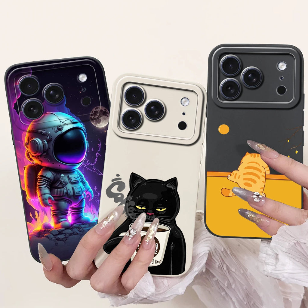 iPhone 17 Series Cartoon Silicone Case | Shockproof, Anti-Fingerprint & Lightweight Pouch Cover