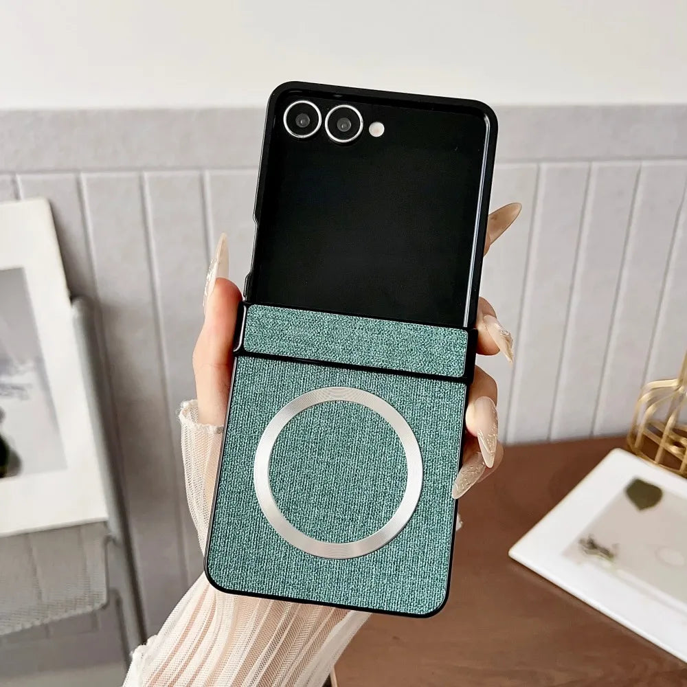 Samsung Galaxy Z Flip 7 Case | Luxury PU Cloth Magnetic Full-Coverage Protective Back Cover