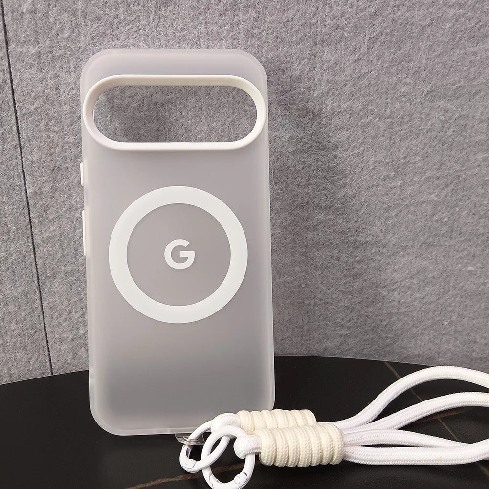 Google Pixel 8 / 8A / 8 Pro / 9 / 9A / 9 Pro / 9 Pro XL / 10 / 10 Pro / 10 Pro XL Case | Transparent TPU + PC Magnetic Wireless Charging Cover with Lanyard