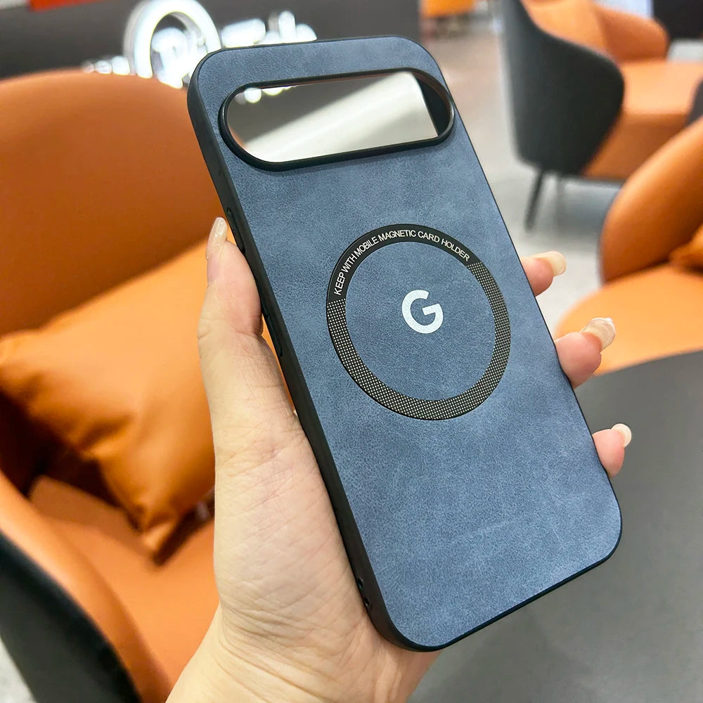 Pixel 9 / 9 Pro / 9 Pro XL / 9A / 10 / 10 Pro / 10 Pro XL Case | Luxury Magnetic PU Leather Half-Wrapped Case