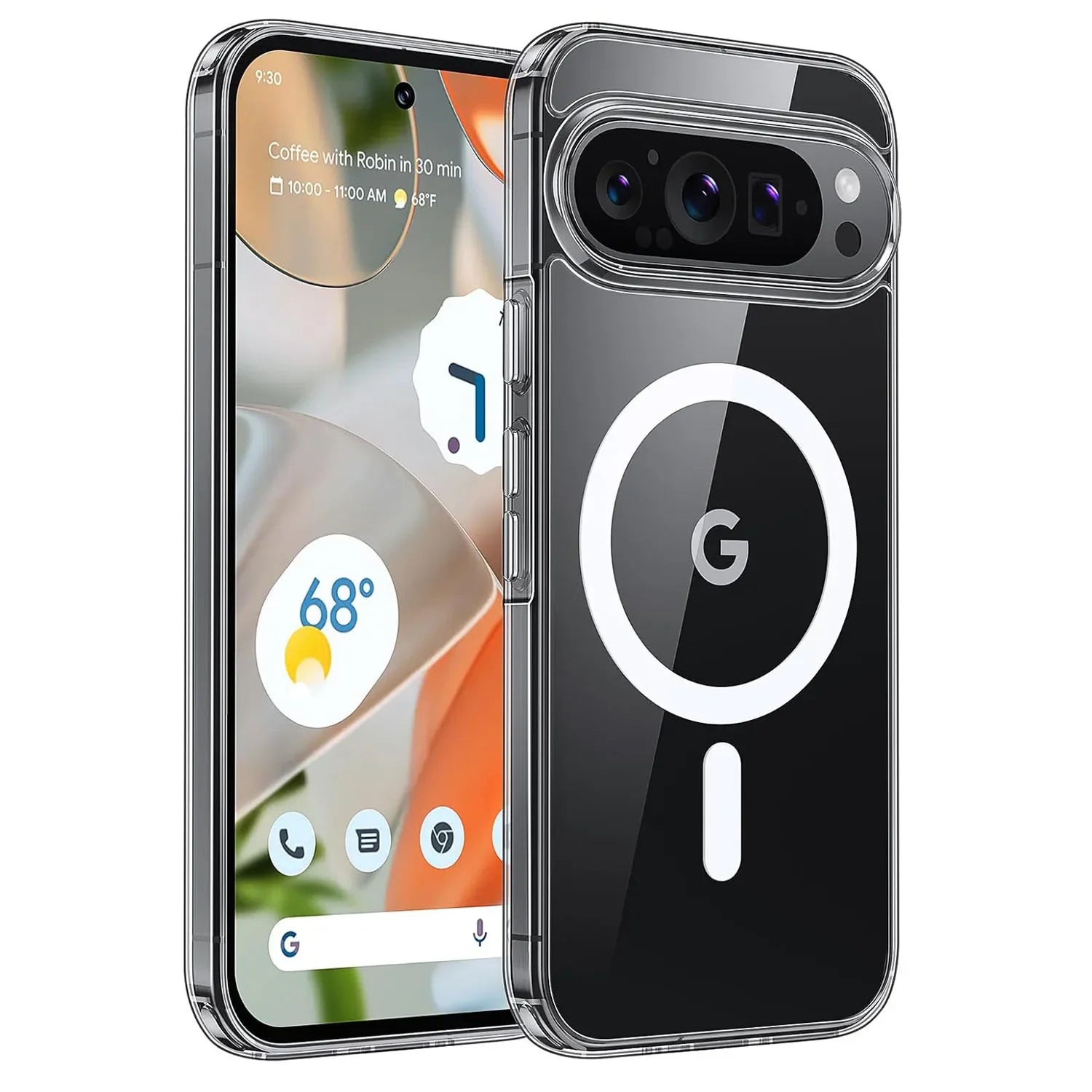 Google Pixel 7 / 7 Pro / 8 / 8 Pro / 8A / 9 / 9A / 9 Pro / 9 Pro XL / 10 / 10 Pro / 10 Pro XL Case | Ultra Clear Magnetic Soft TPU + Hard Acrylic Half-Wrapped Cover