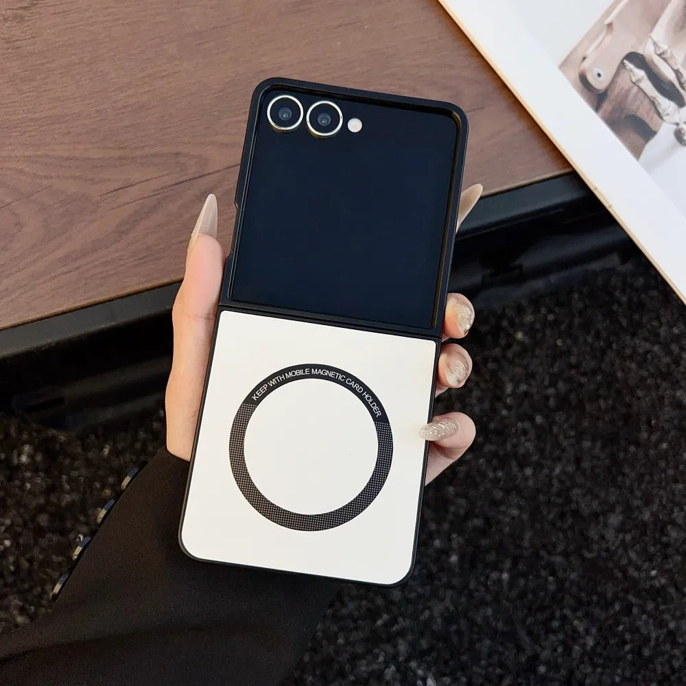 Samsung Galaxy Z Flip 7 Case | Luxury PU Magnetic Full-Coverage Wireless Charging Protective Cover
