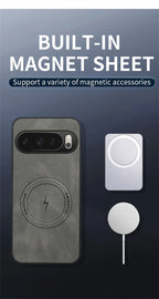 Google Pixel Luxury Classic PU Leather Magnetic Full-Coverage Magsafe Case