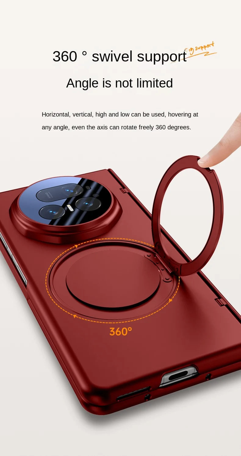 Luxury PU Leather Full-Coverage Case for Samsung Galaxy Z Fold 7 | Magnetic Ring Stand & Magsafe Compatible