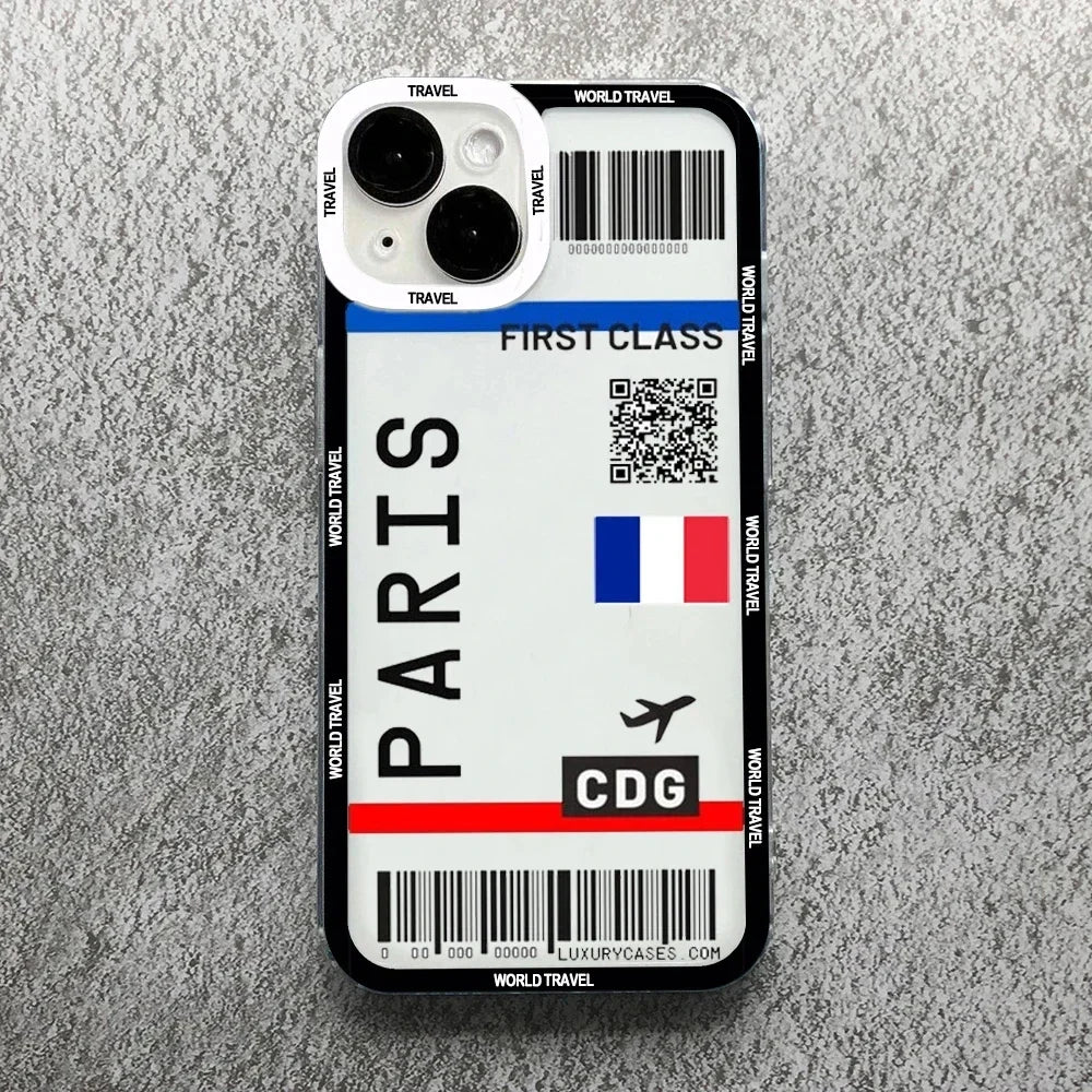 Plane Ticket Travel iPhone Case | Customizable Full-Coverage Shockproof Soft Silicone Cover