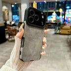 Luxury Fur Plush Leather Phone Case for iPhone 11–17 Series | Matte Camera Bumper Protection Cover