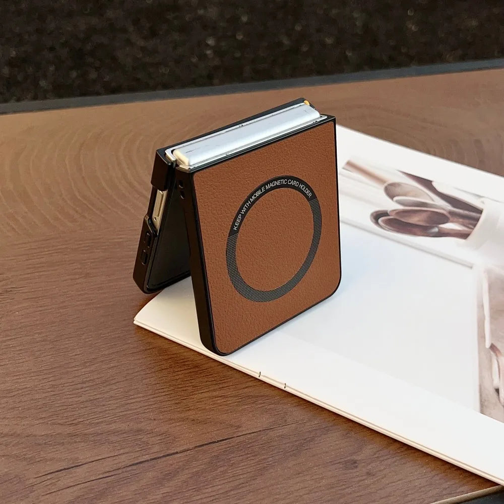 Samsung Galaxy Z Flip 7 Case | Luxury PU Magnetic Full-Coverage Wireless Charging Protective Cover