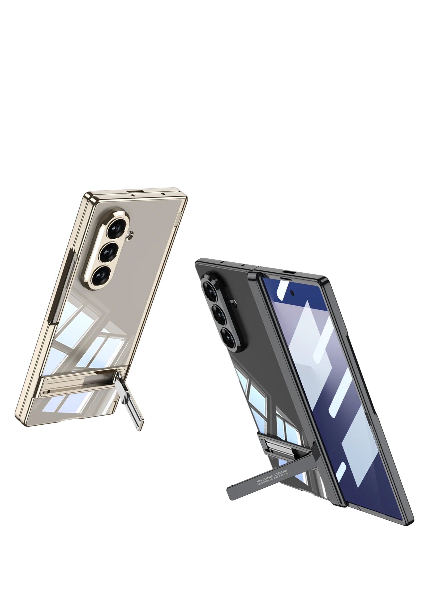 Samsung Galaxy Z Fold 7 Case | Hard Transparent Full-Coverage Protective Case with Stand and Middle Hinge