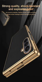Samsung Galaxy Z Fold 7 Case | Luxury PU Leather Full-Coverage Protective Back Cover with Plated Finish