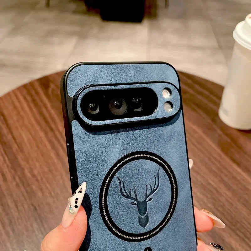 Google Pixel 9 / 9A / 9 Pro / 9 Pro XL / 10 / 10 Pro / 10 Pro XL Case | Luxury PU Leather Magnetic Wireless Charging Half-Wrapped Cover