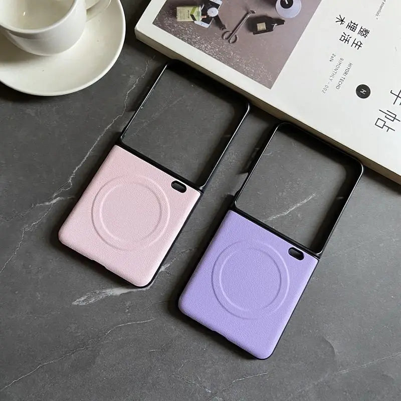 Luxury PU Leather Case for Samsung Galaxy Z Flip 7 | Magnetic & Wireless Charging Compatible