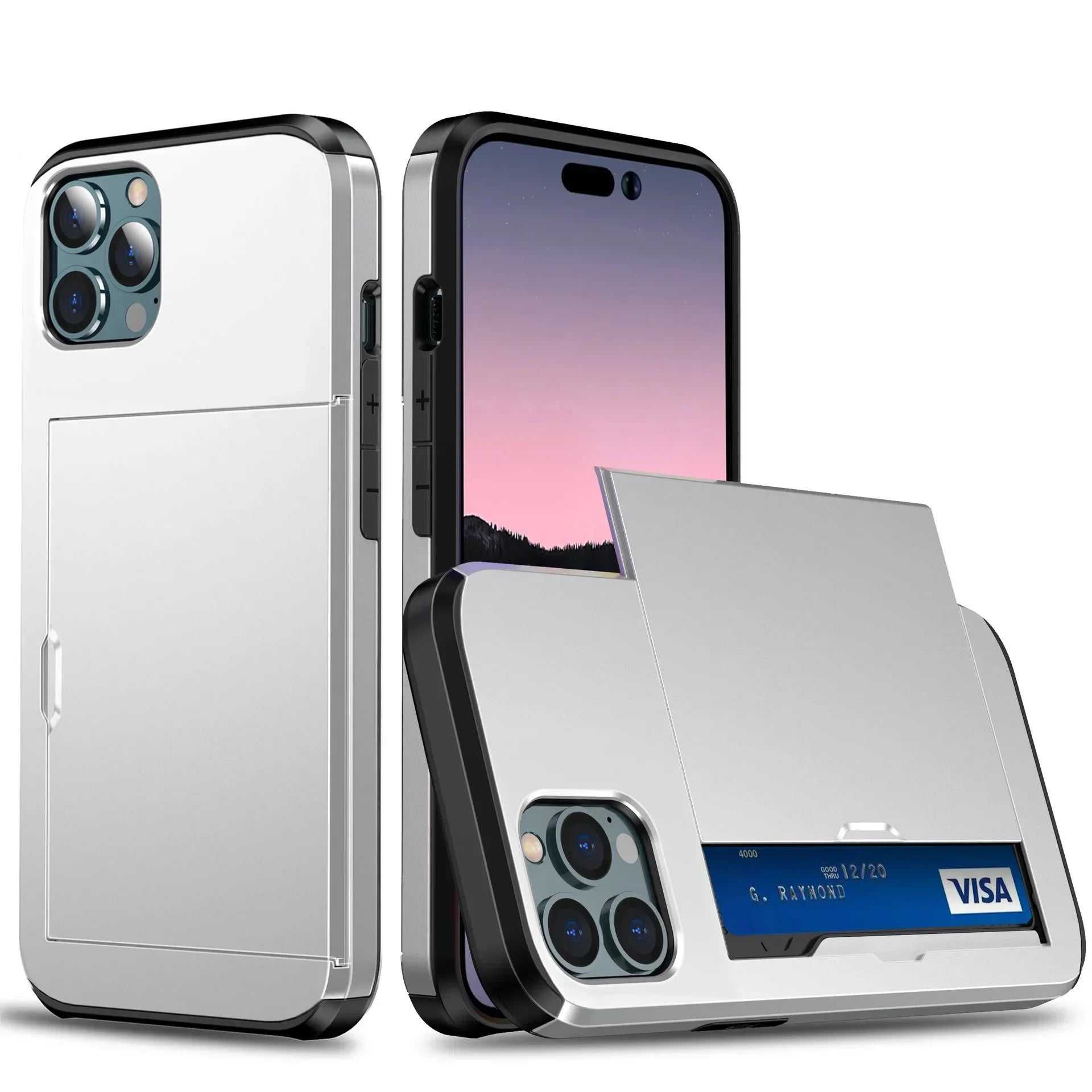 Heavy-Duty Dual-Layer iPhone Case with Card Slot | Shockproof, Scratch-Resistant Half-Wrapped Cover