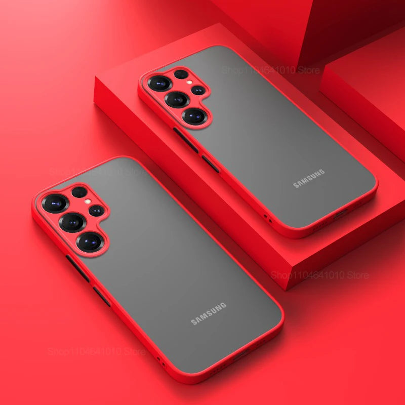 Soft TPU Shockproof Armor Matte Case for Samsung Galaxy S23-S25 Series | Clear Hard PC Bumper & Half-Wrapped Protection