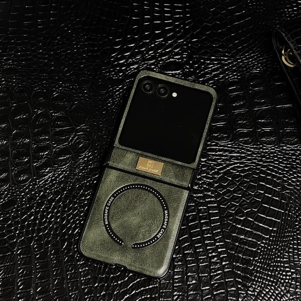 Samsung Galaxy Z Flip 7 Case | Luxury PU Leather Full-Coverage Magnetic Case