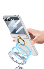 Samsung Galaxy Z Flip 7 Case | Hard Full-Coverage Protective Case with Ring, Middle Hinge & Magnetic Wireless Charging  📱 Short Descriptio