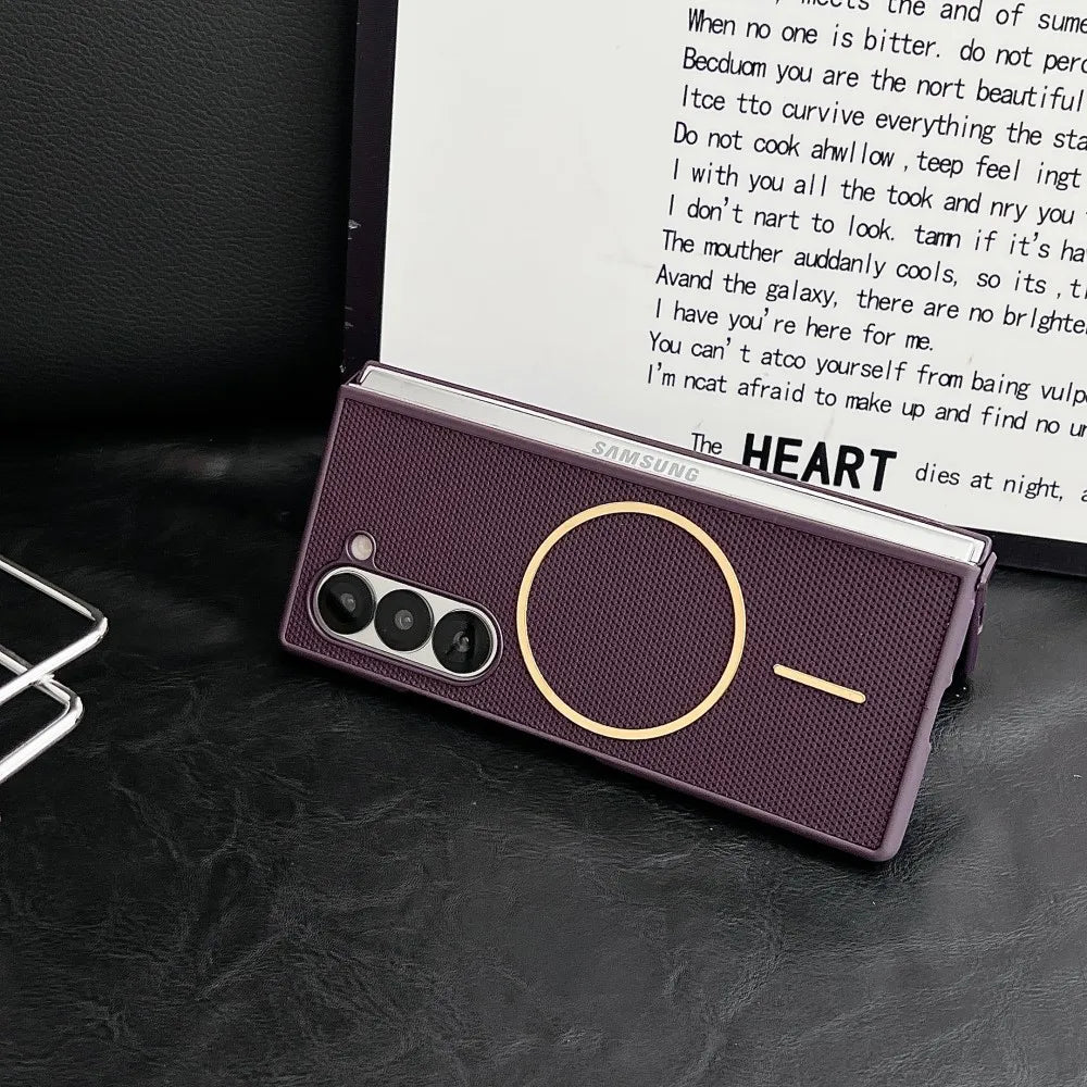 Samsung Galaxy Z Fold 7 Case | Luxury PU Matte Full-Coverage Magnetic Wireless Charging Protective Cover