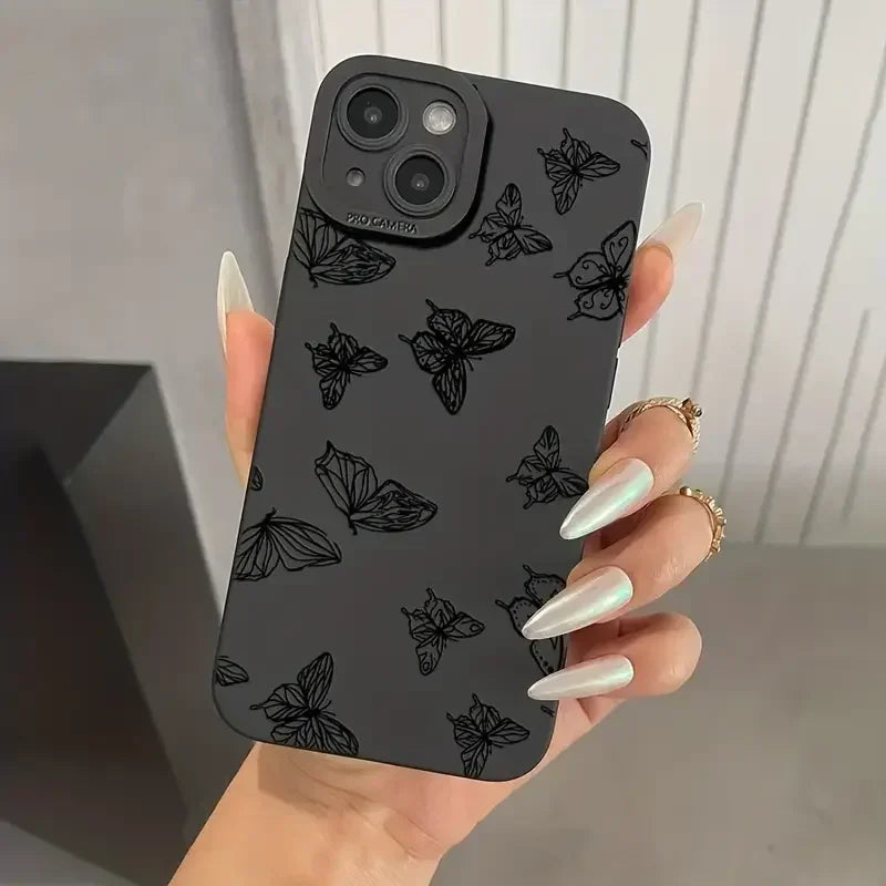 Butterfly Printed Full-Coverage Soft Silicone iPhone Case | Shockproof, Anti-Scratch & Non-Slip
