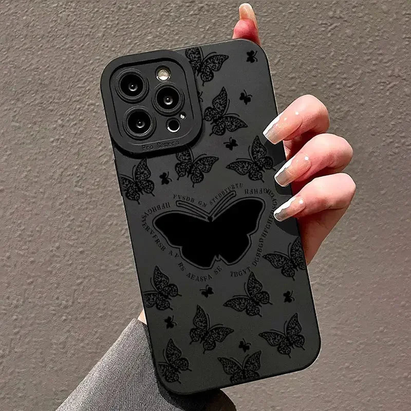 Butterfly Printed Full-Coverage Soft Silicone iPhone Case | Shockproof, Anti-Scratch & Non-Slip
